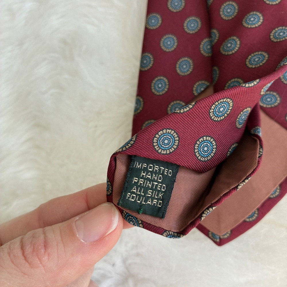 Bert Pulitzer Collectors Edition Silk Tie Burgundy Teal Medallion Foulard USA - Picture 4 of 5